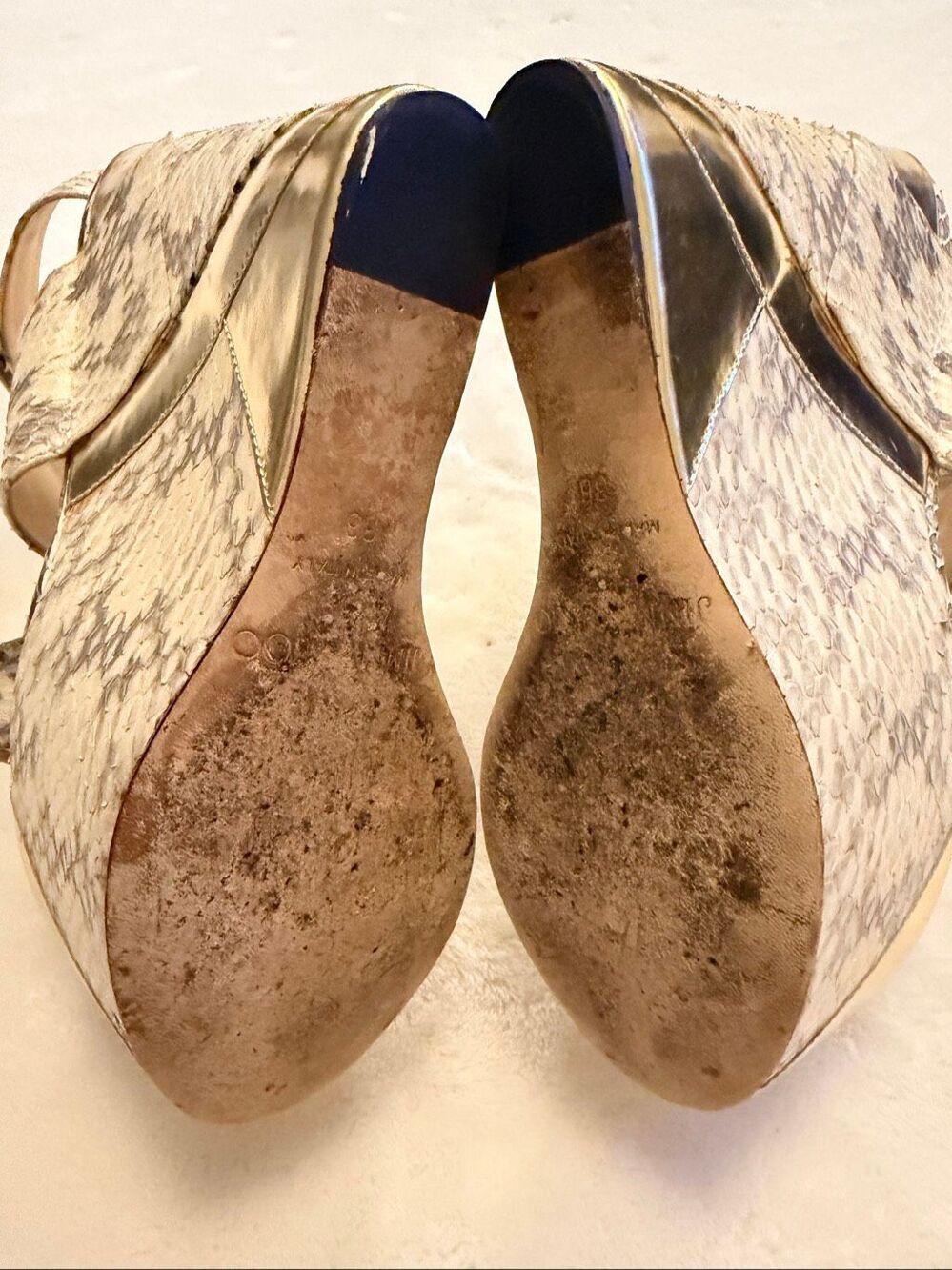 Jimmy Choo Python Print Studded Platform Wedge Sandals EU 36 US 6 - Picture 5 of 15
